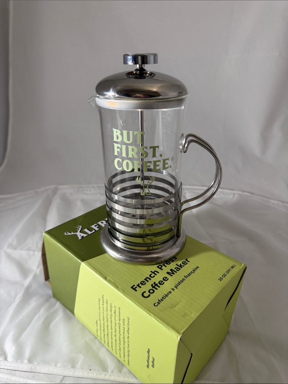 Alfred French Press Coffee Maker - Lime Green and Silver